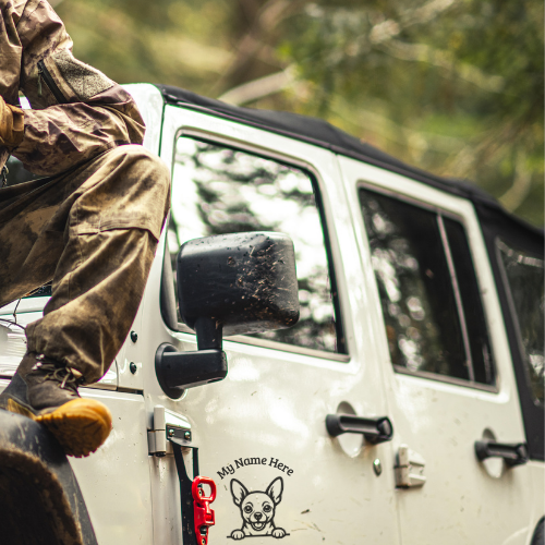 Chihuahua Sticker with Name | Personalized Dog Vinyl Decal for Car, Laptop or Window