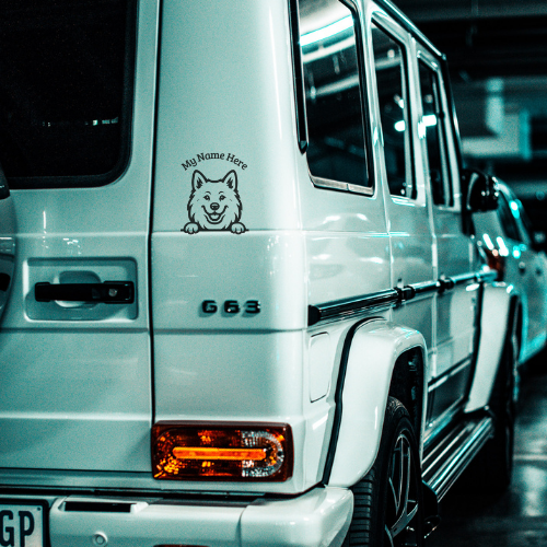 Samoyed Sticker with Name | Personalized Dog Vinyl Decal for Car, Laptop or Window