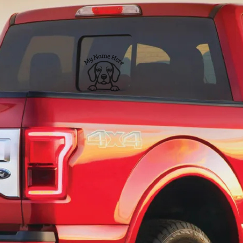 Beagle Sticker with Name | Personalized Dog Vinyl Decal for Car, Laptop or Window