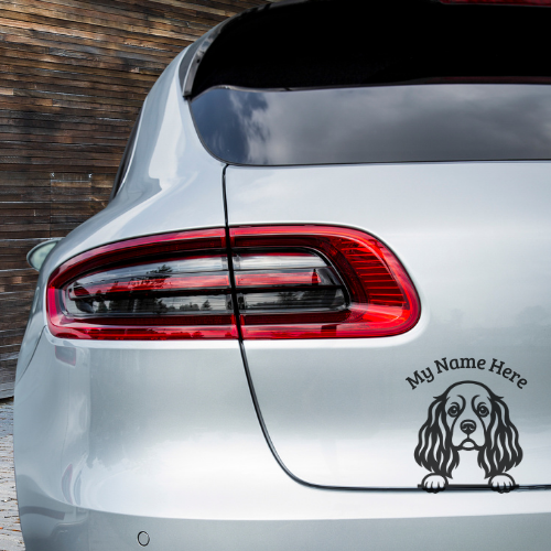 Cocker Spaniel Sticker with Name | Personalized Dog Vinyl Decal for Car, Laptop or Window